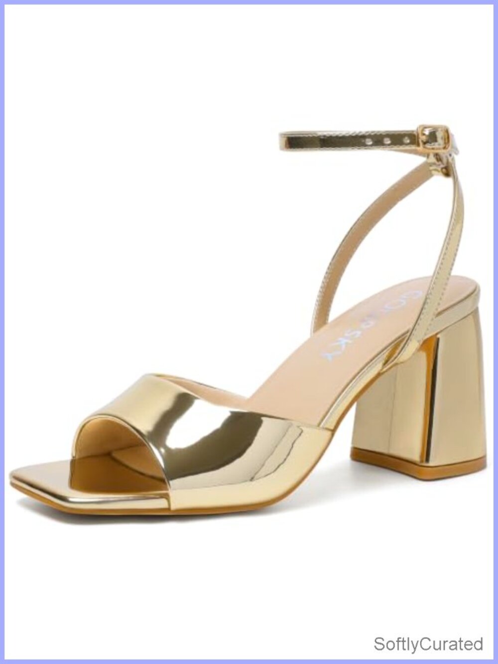 Chunky Heel Mules Slip On Square Open Toe Mesh Sandals for Women Dressy